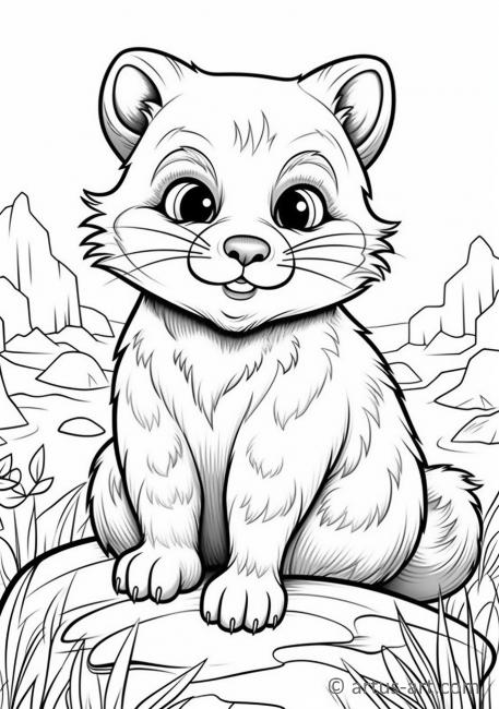 Cute Fisher cat Coloring Page